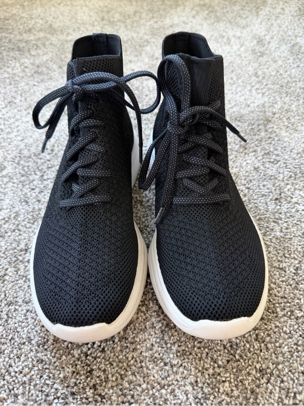 Clark Women’s Black Knit High-Top Sneakers with White Sole